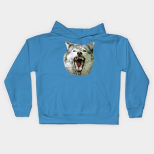 Snarling Grey Wolf Kids Hoodie